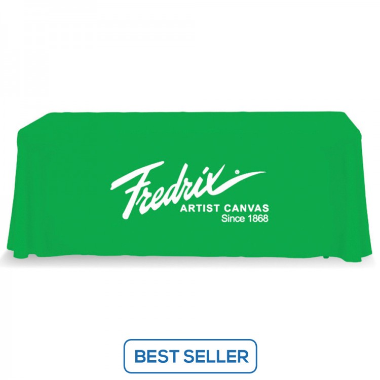 Lime Green Table Throw 1 Color Logo Print 6 ft. or 8ft. ( 3-sided or 4-sided option)